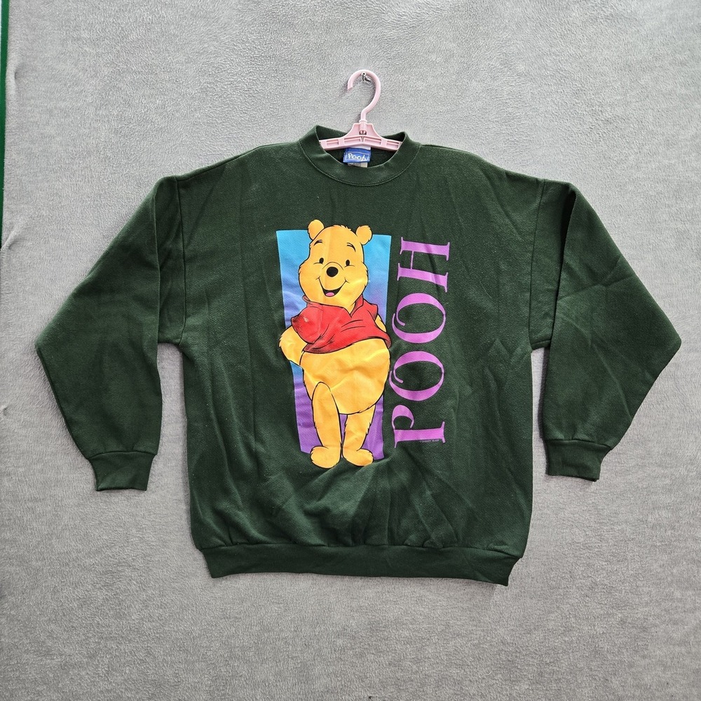 VINTAGE Disney Men Sweatshirt XL Green Graphic  Winnie The Pooh Jerry Leigh